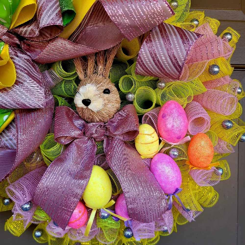 New Handmade Easter Wreath 25 Inches Easter Bunny Wreath
